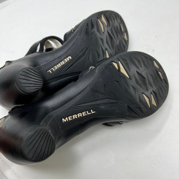 Merrell Leather Heeled Sandal Black Open Toe Slingback - 7 - Picture 10 of 10